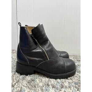 Double H Boots Womens 9 Combat Double Zip Chunky Biker Motorcycle Goth Edgy